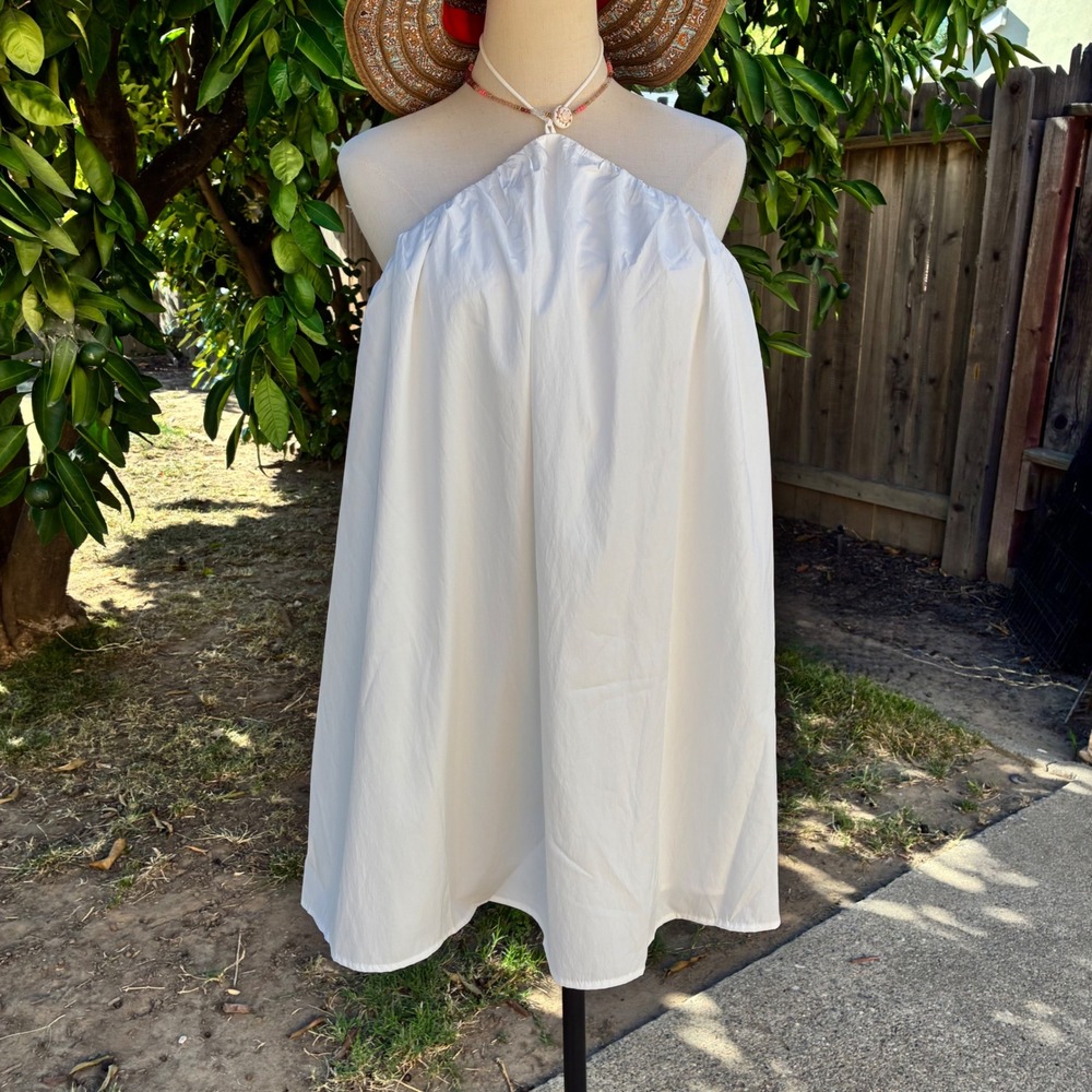 Beginning Boutique Talei White Halter Puff Mini Dress MF-23-132-BBX1-WHT-8 Sz 4